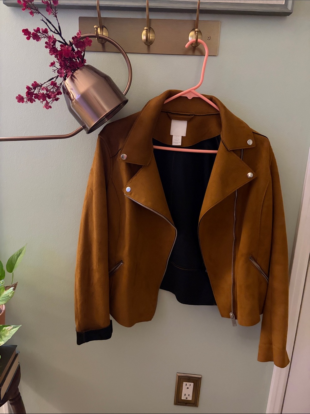 H&M Brown Suede-Look Moto Jacket